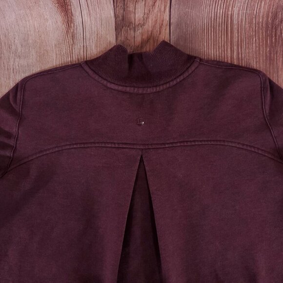 *FLAWS* Lululemon Size 8 Heathered Bordeaux Drama Pleat to Street Bomber Jacket - Picture 12 of 16